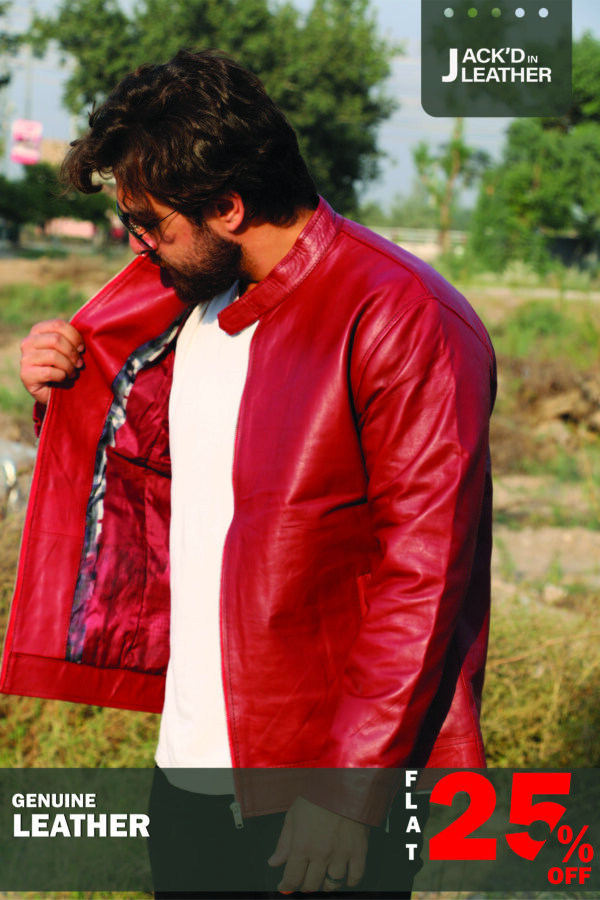 Red Inferno: Bold Men's Leather Jacket